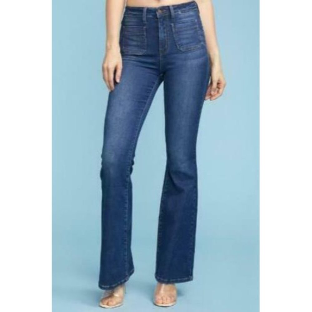 Plus Size Judy Blue Patch Pocket Flare Bell Bottom Jeans